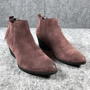 Crown Vintage Boots Womens Size 7.5 Mauve Suede Chelsea Ankle Bootie Pointed Toe
